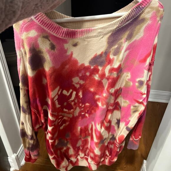 Natural Life Taylor Sweater Womens medium Over sized Floral Tie Dye Boho Hippie - Picture 4 of 5